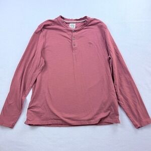 FatFace Henley Shirt Mens XL Mauve Long Sleeve Cabin Earthy Rugged Relaxed Fit